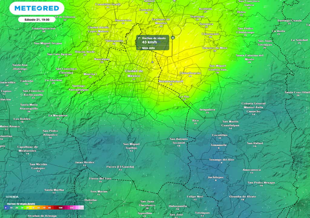 En las tardes del viernes y el sábado habrá rachas superiores a 40 km/h en las alcaldías del centro y norte de la capital.