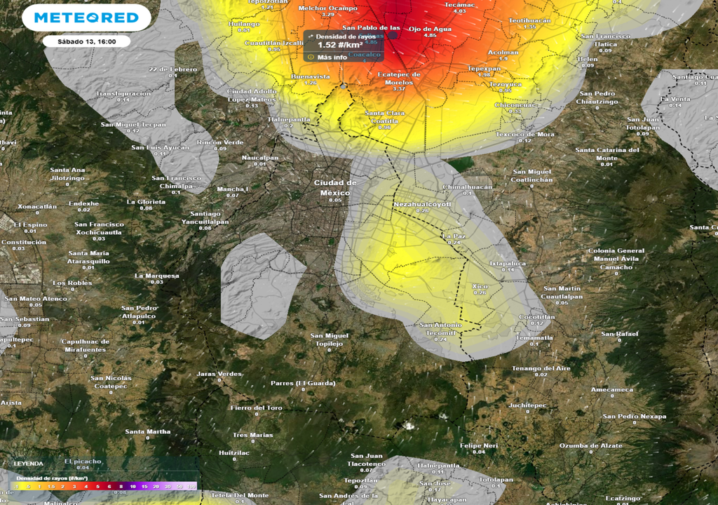 Recuerda que en área de tormenta habrá caída de granizo y rachas de viento superiores a 50 km/h.
