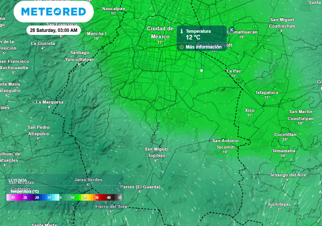 La temperatura mínima oscilará entre 6 y 8 °C en La Magdalena Contreras, Tlalpan, Xochimilco y Milpa Alta.