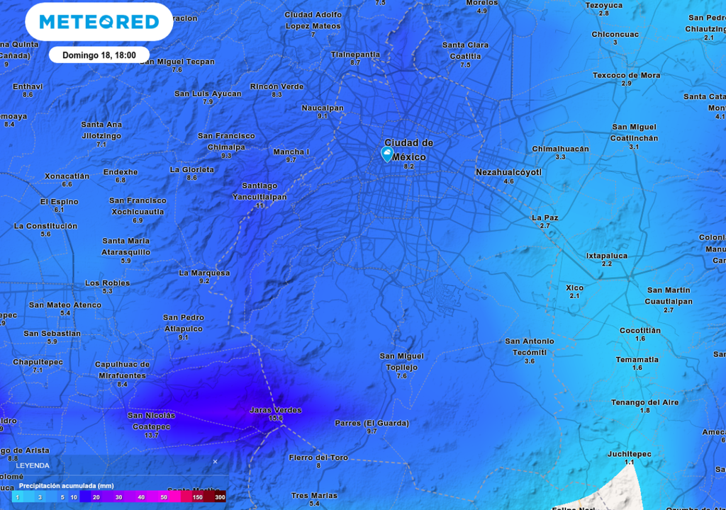 Los acumulados de lluvias tenderán a ser mayores en zonas del sur, centro y oeste de la ciudad los próximos días.