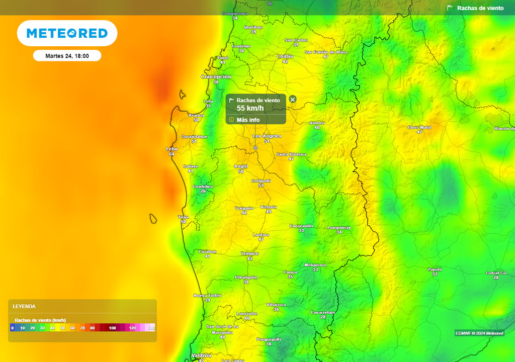 Rachas de viento ECMWF