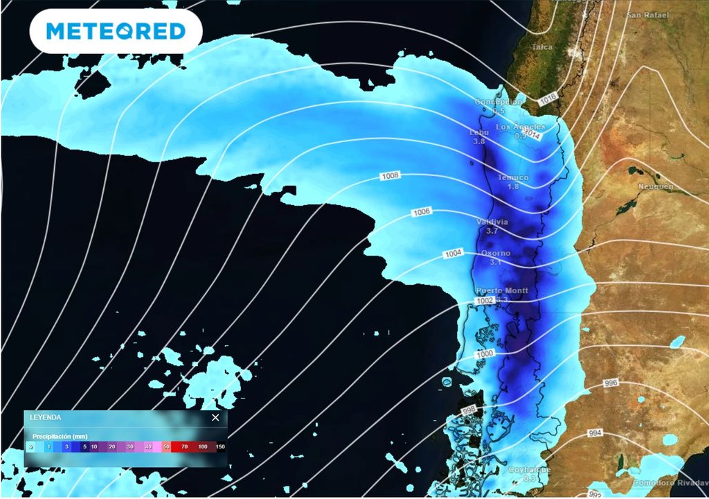 Precipitación ECMWF Zona sur de Chile