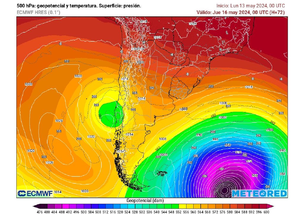 Altura geopotencial 500 hectopascales ECMWF Altura geopotencial 500 hectopascales ECMWF