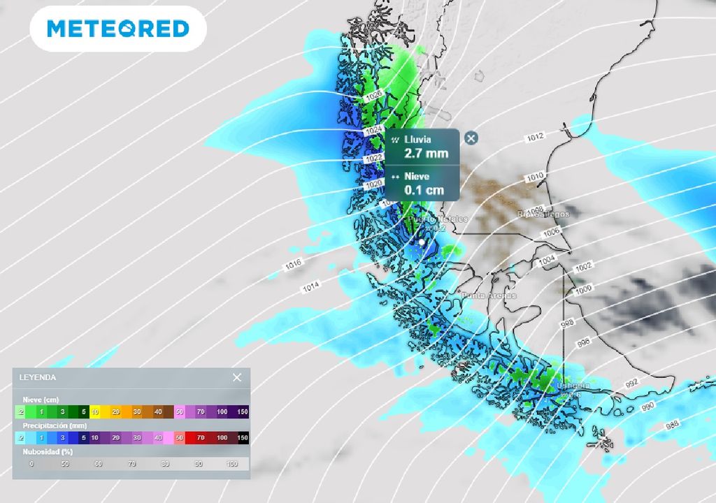 Nieve, precipitación y nubosidad ECMWF