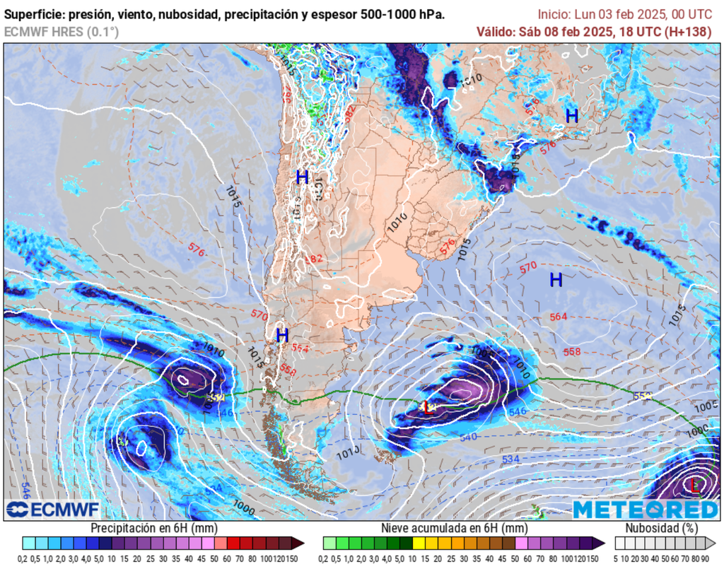 mapa de lluvia y nieve