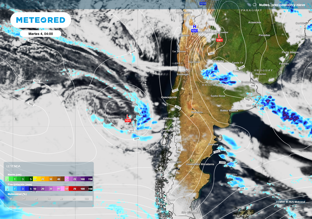 mapa de lluvia y nieve.