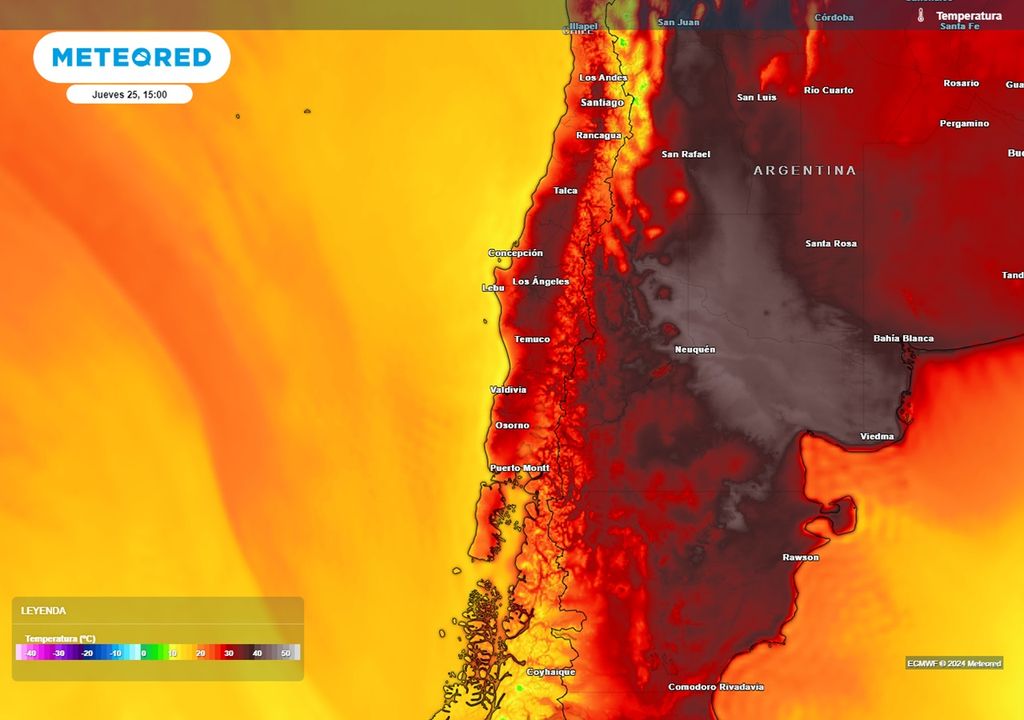 temperaturas previstas por el modelo del ECMWF