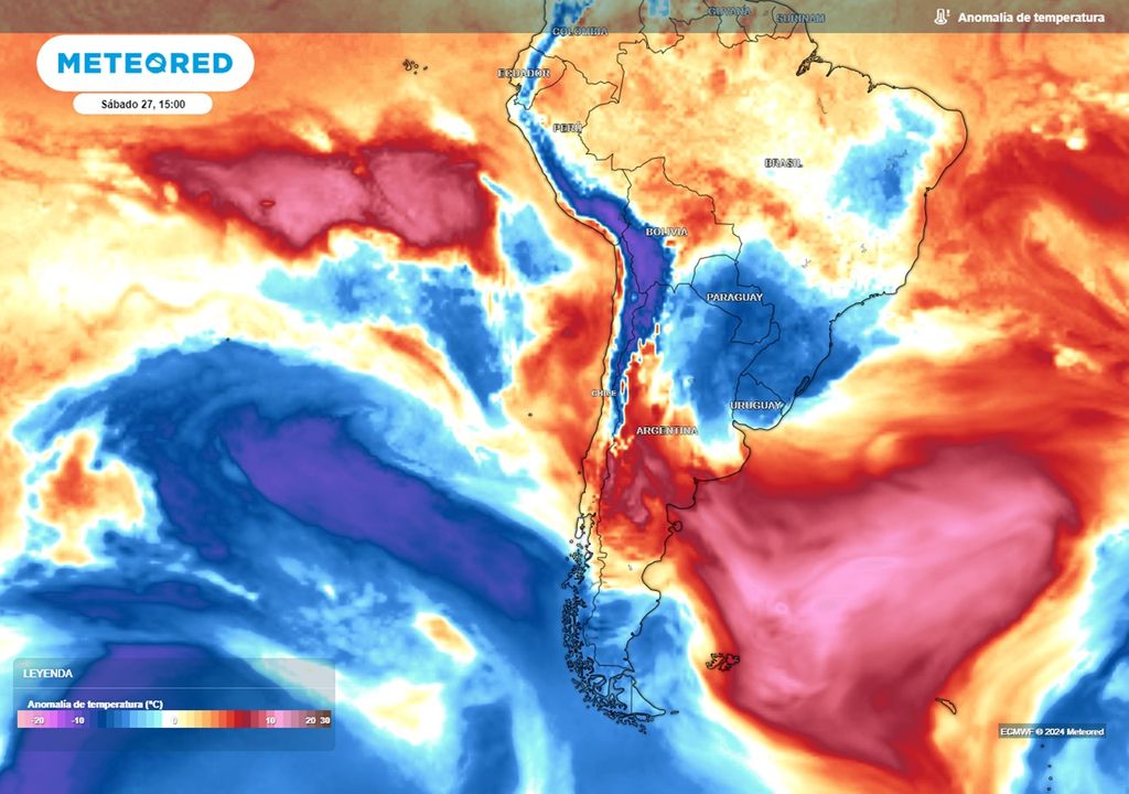 anomalías de temperatura en el nivel de 850 hPa