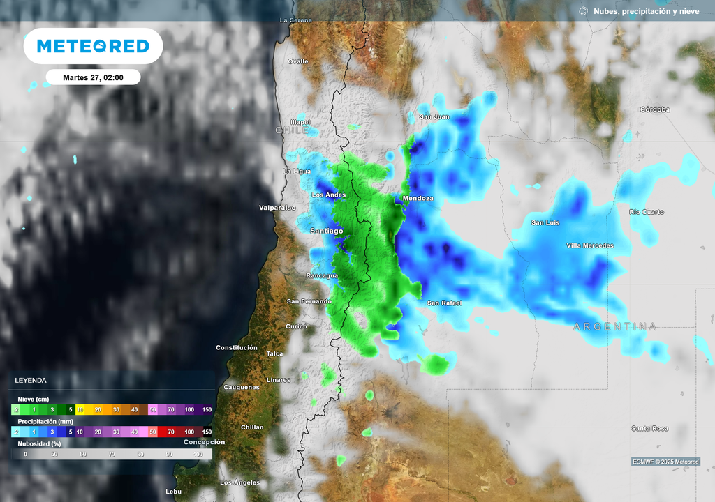 mapa de lluvia y nieve.