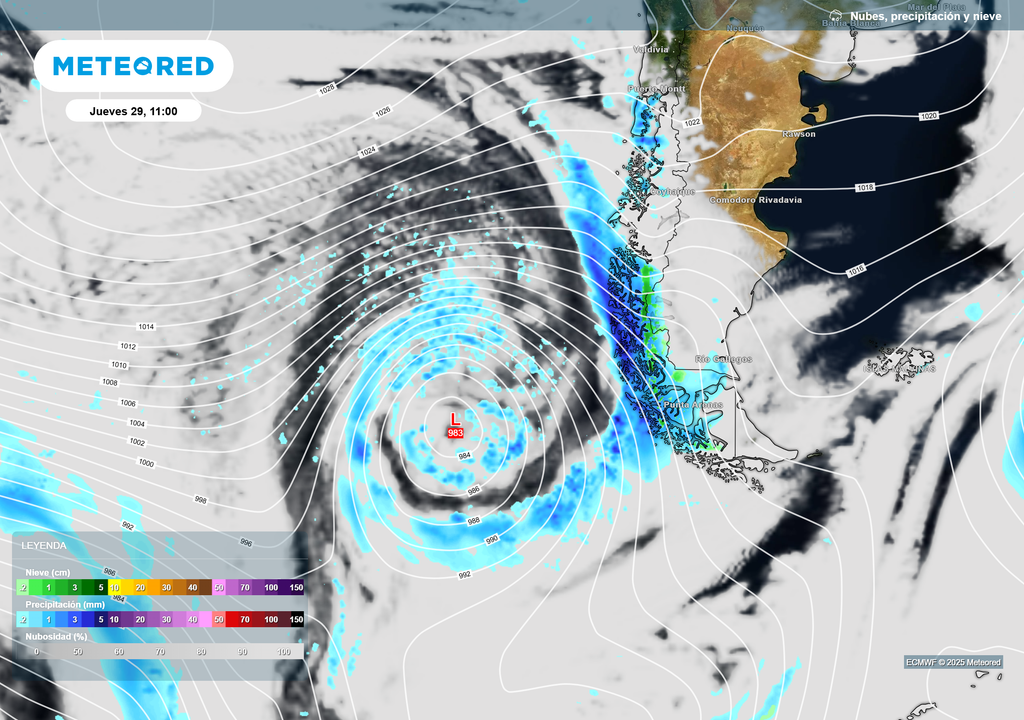 mapa de lluvia y nieve.