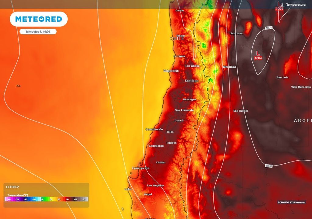 Temperatura prevista por el modelo del ECMWF Temperatura prevista por el modelo del ECMWF