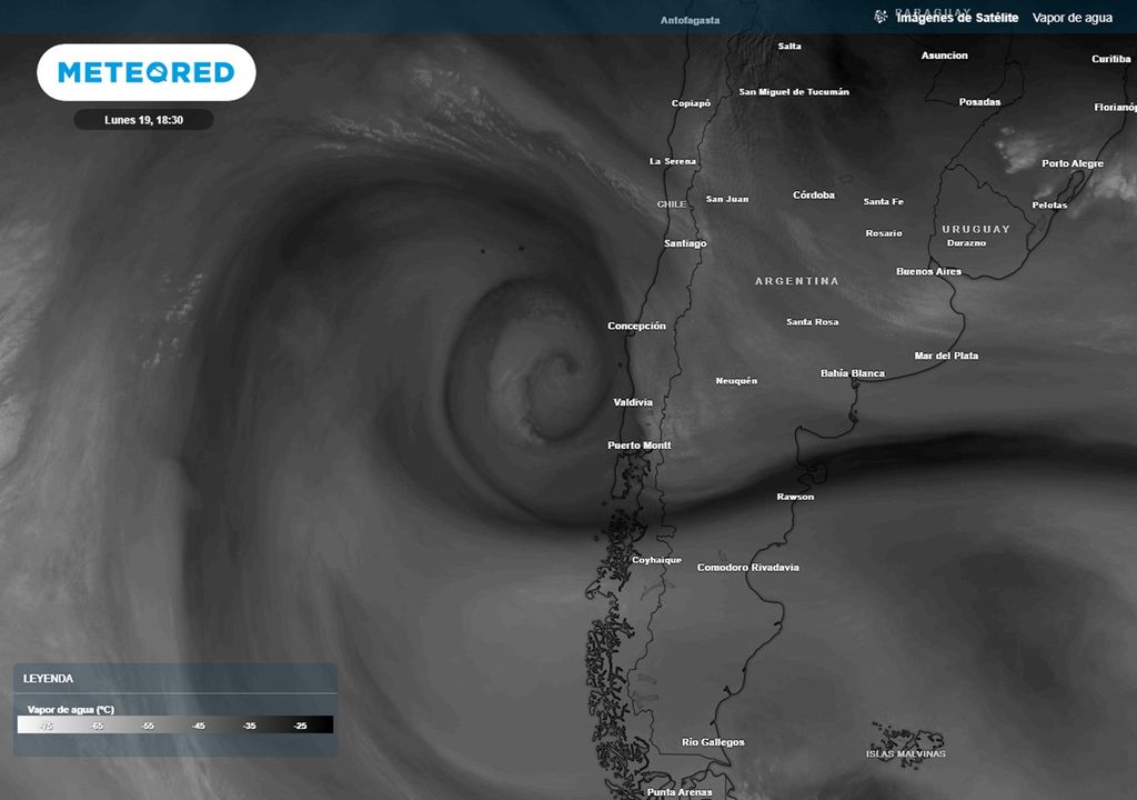 imagen satelital del canal de vapor de agua