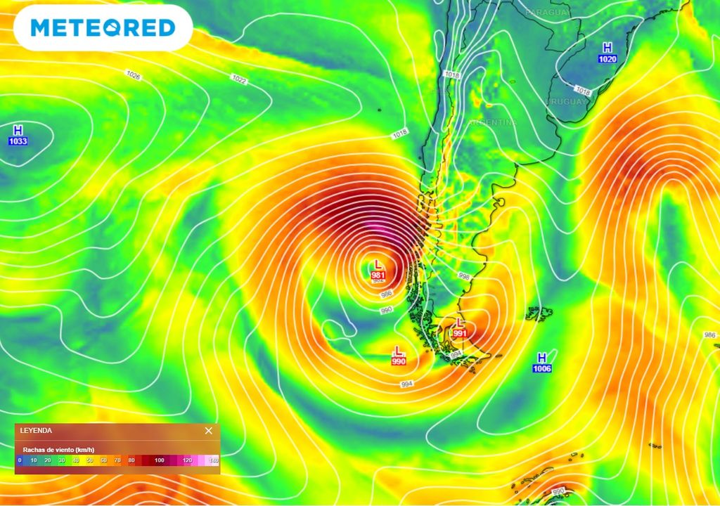 Rachas de viento Chile ECMWF