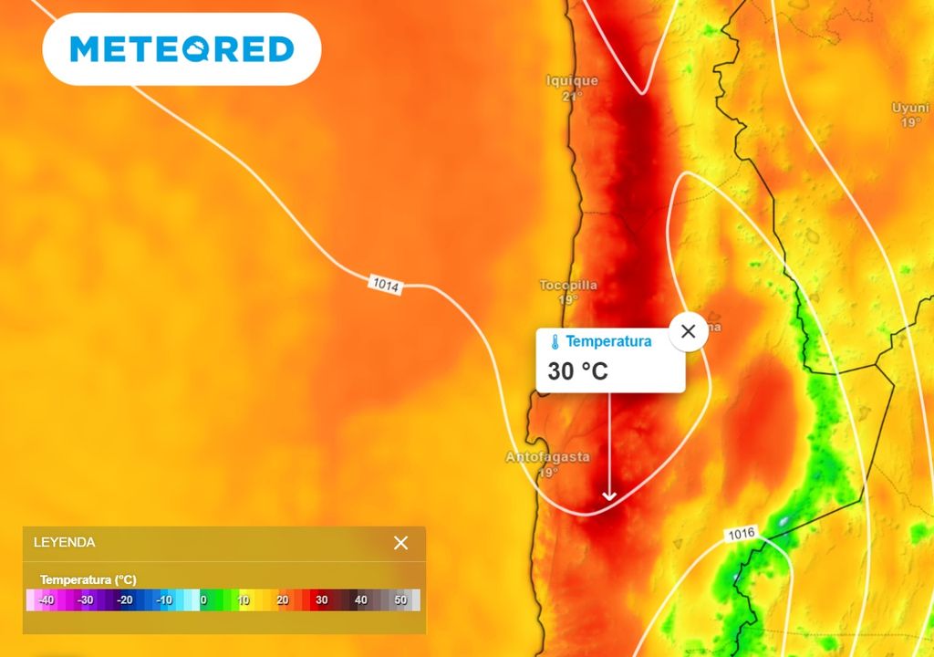 Temperatura ECMWF Chile