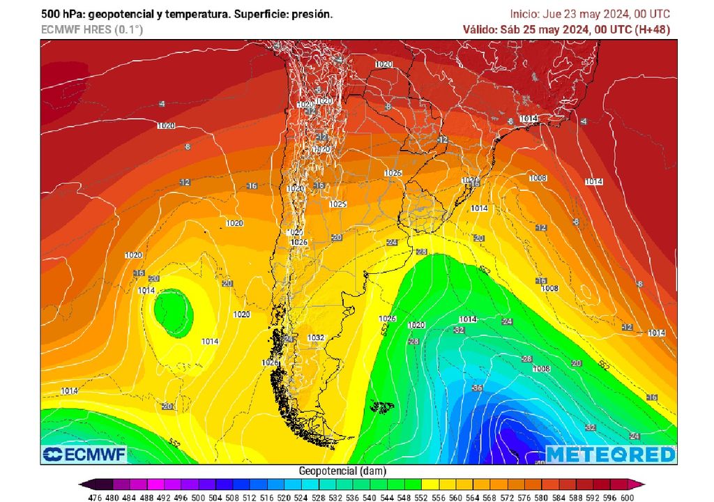 Altura geopotencial en 500 hectopascales ECMWF Altura geopotencial en 500 hectopascales ECMWF
