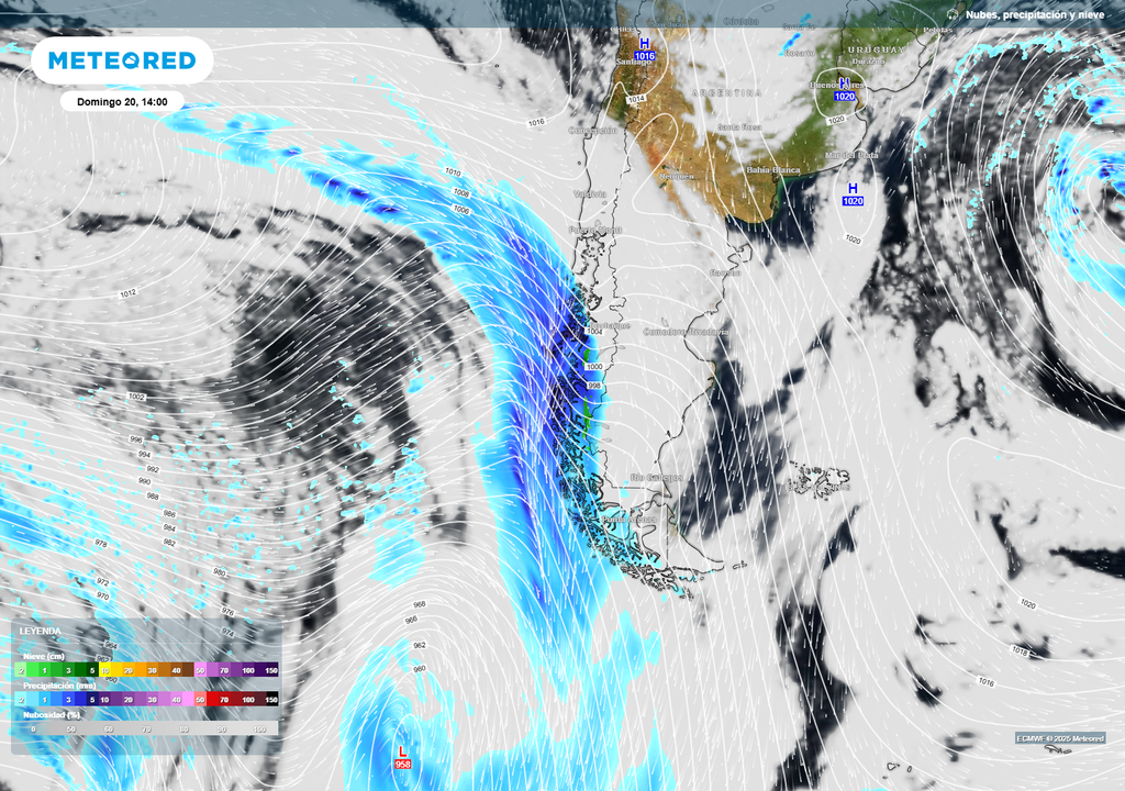 sistema frontal previsto, llegando a Chile sistema frontal previsto, llegando a Chile