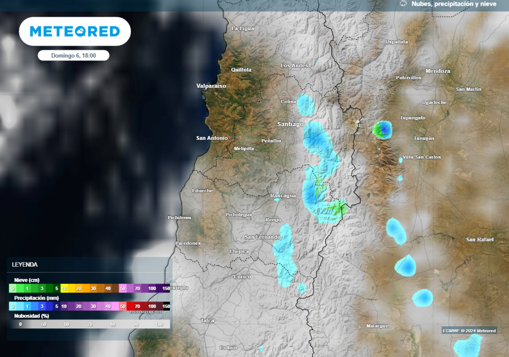 mapa de lluvia y nieve prevista. mapa de lluvia y nieve prevista.