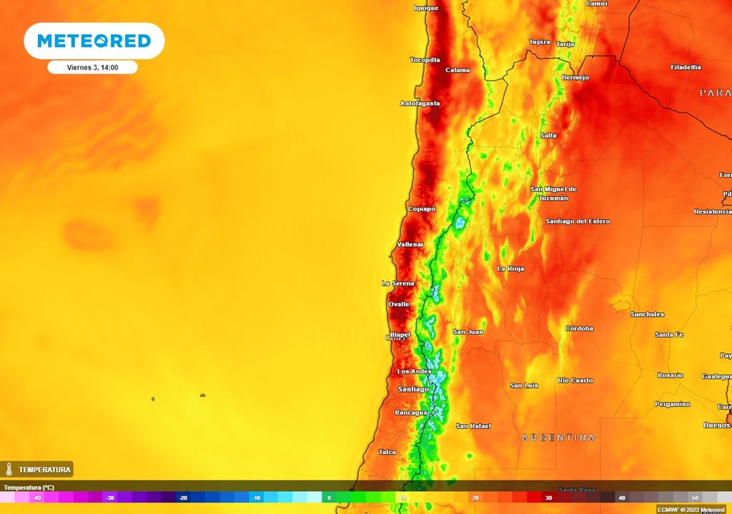 temperaturas previstas por el modelo del ECMWF para el centro y norte de Chile temperaturas previstas por el modelo del ECMWF para el centro y norte de Chile