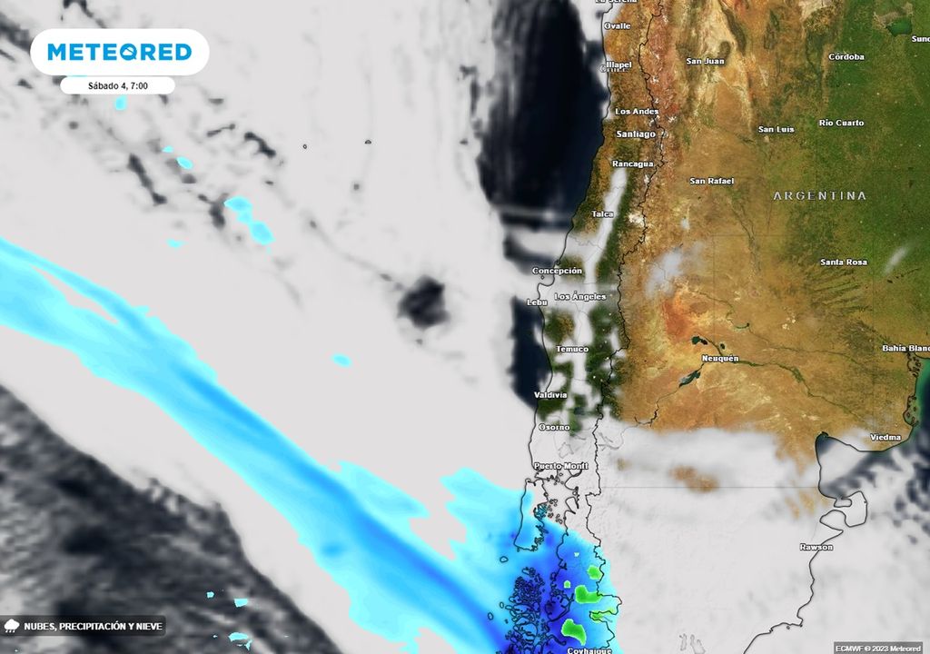Nubes y precipitaciones previstas por el modelo ECMWF Nubes y precipitaciones previstas por el modelo ECMWF