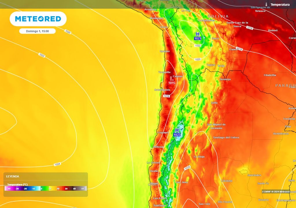 temperaturas previstas por el modelo del ECMWF