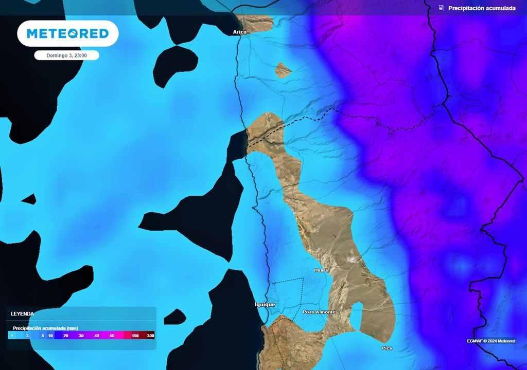 precipitaciones acumuladas según el modelo del ECMWF
