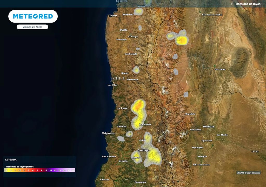 actividad eléctrica prevista para el centro norte de Chile