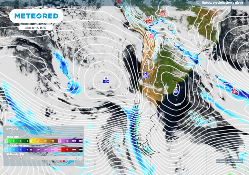 Lluvia, nieve y nubes.