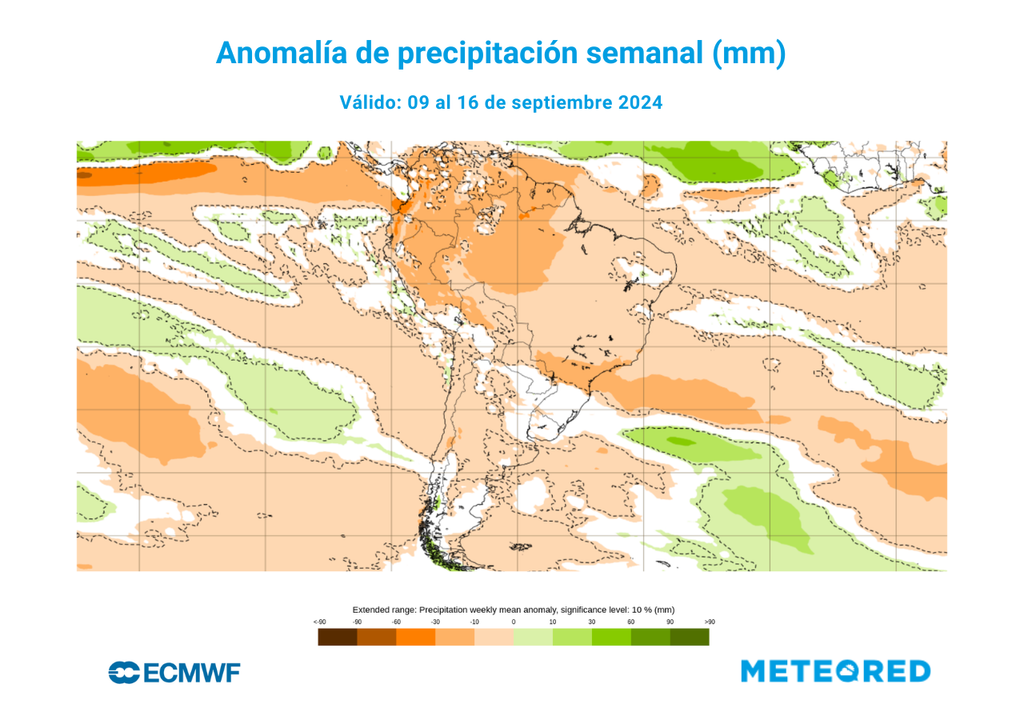 mapa de anomaía semanal de precipitación.