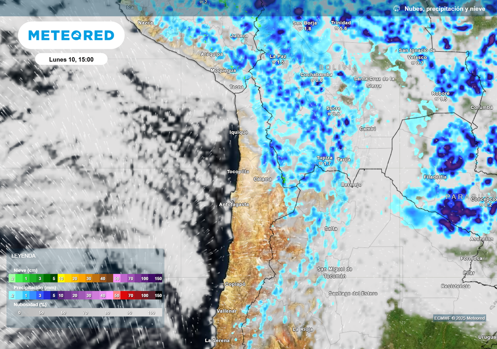 mapa de lluvia y nieve.