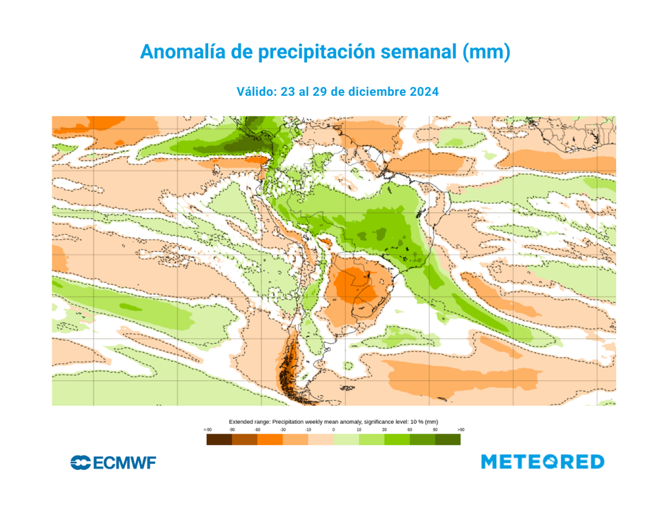 Mapa de precipitación del modelo ECMWF.