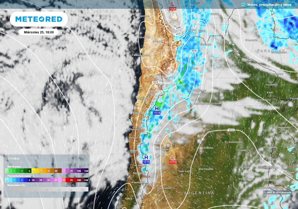 Mapa de lluvia y nieve.