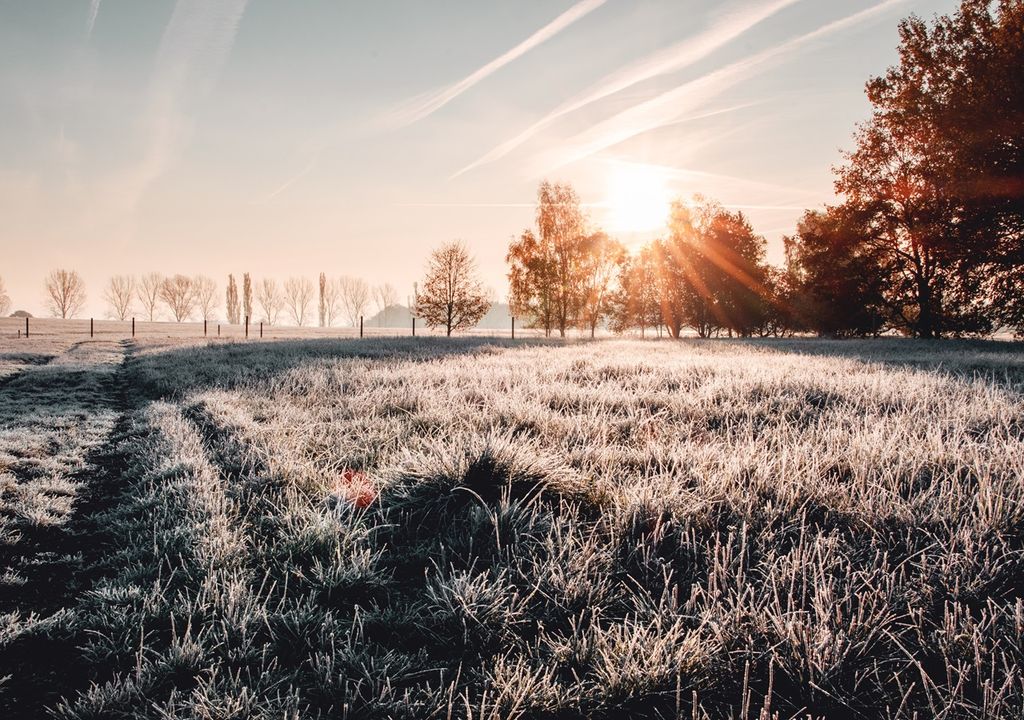 amanecer sobre un paraje escarchado