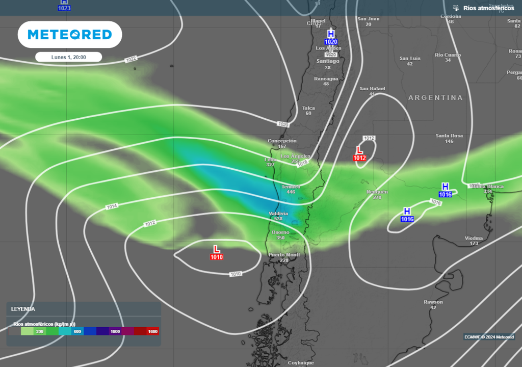 mapa de río atmosférico.