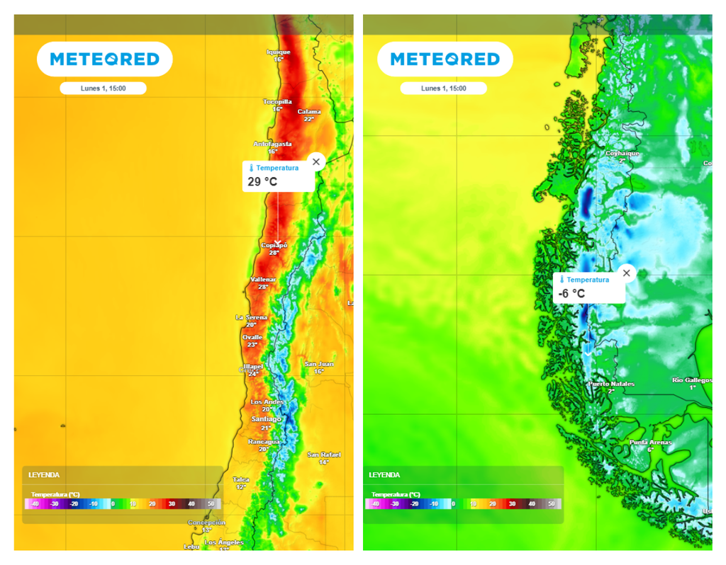 mapas de temperatura.