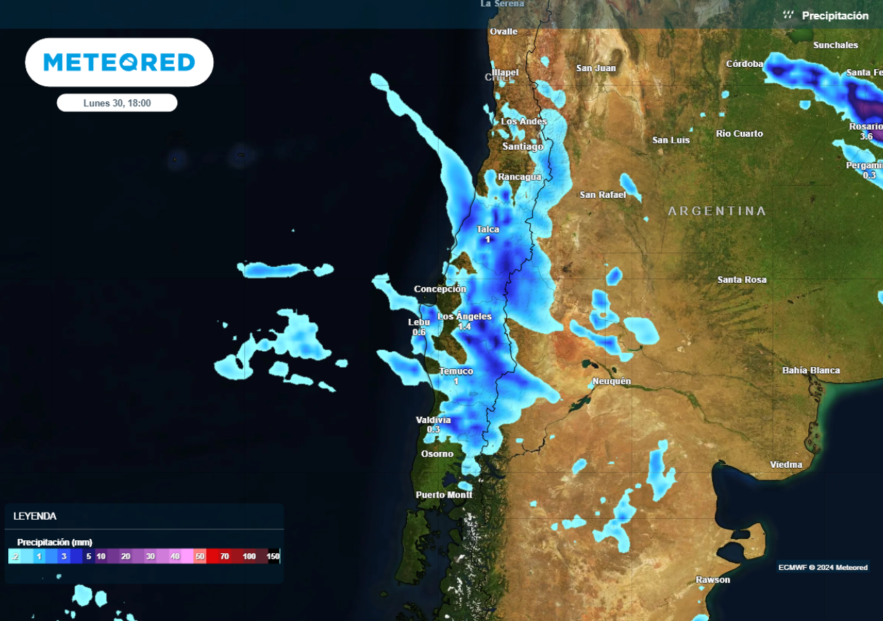 Se espera que la próxima semana comience con precipitaciones en la zona central de Chile.
