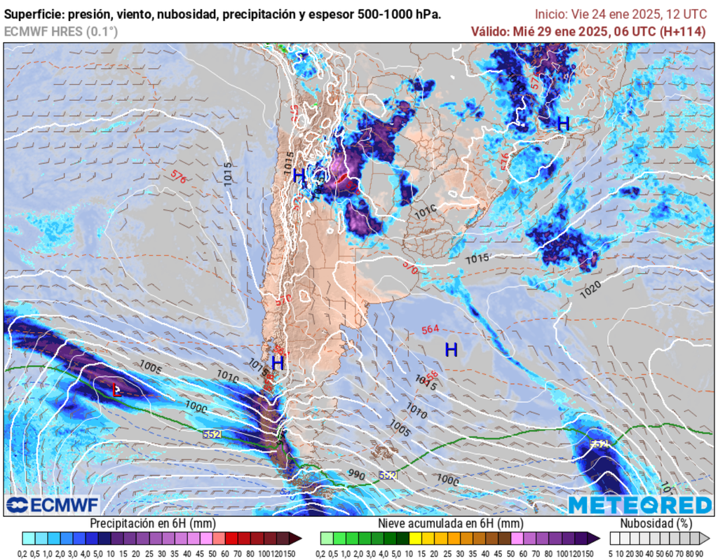 mapa de lluvia y nieve.