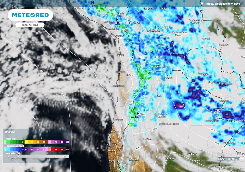 Precipitaciones y nubosidad prevista por el modelo del ECMWF Precipitaciones y nubosidad prevista por el modelo del ECMWF