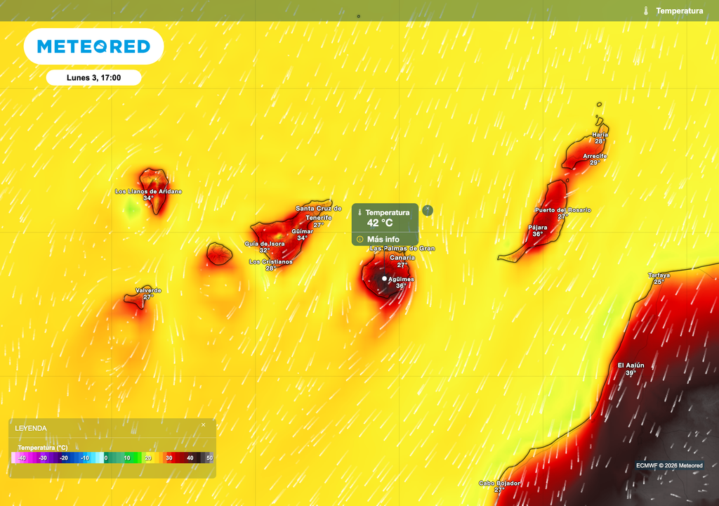 Calor extremo en Canarias para iniciar la semana, con máximas superiores a los 40 ºC en el sur de Gran Canaria.