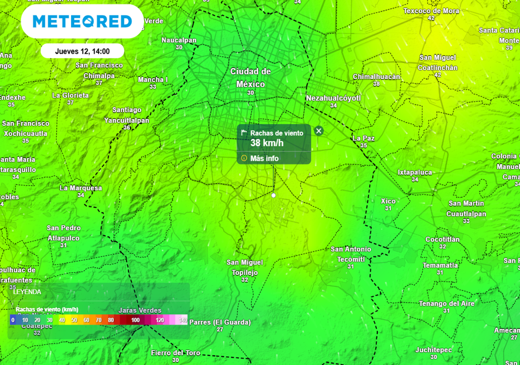 El viento en la tarde alcanzará rachas entre 25 y 35 kilómetros por hora.