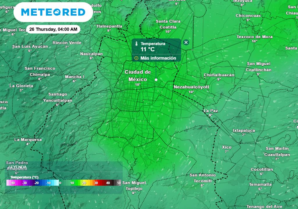 CDMX En las demarcaciones del centro y oriente de la CDMX la temperatura oscilará entre 10 y 12 °C.