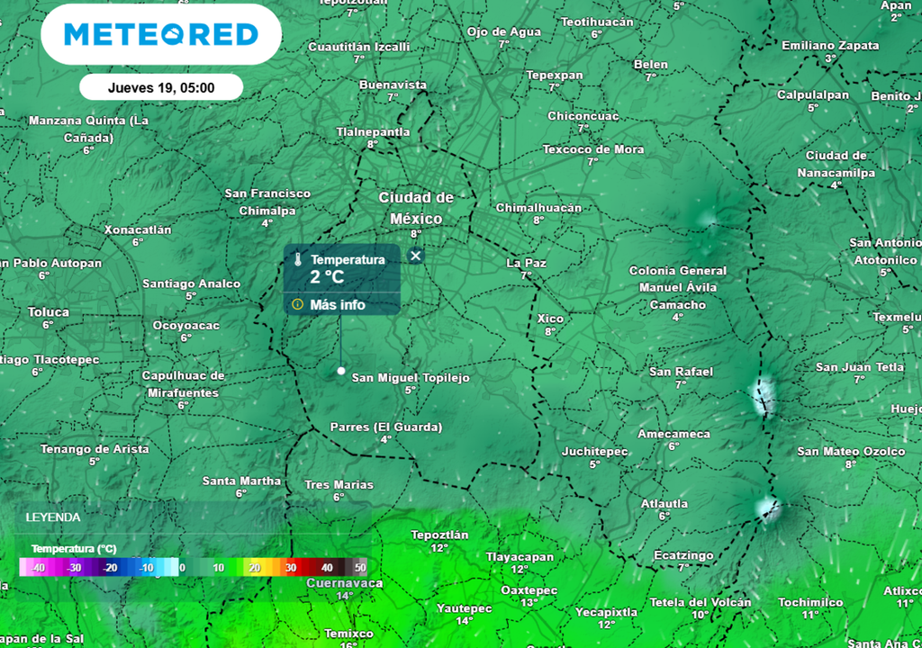 En las alcaldías Tláhuac, Coyoacán, Benito Juárez y Miguel Hidalgo habrá mínimas entre 5 y 7 °C.