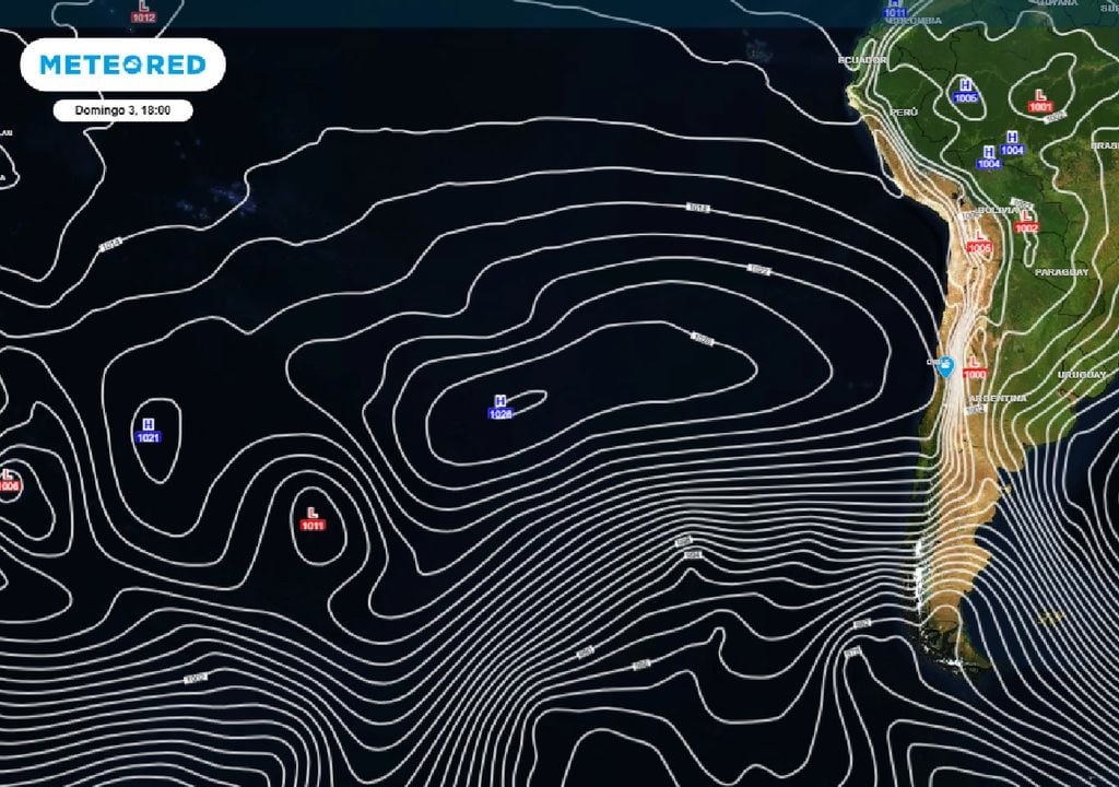 Altas presiones sobre el Océano Pacífico