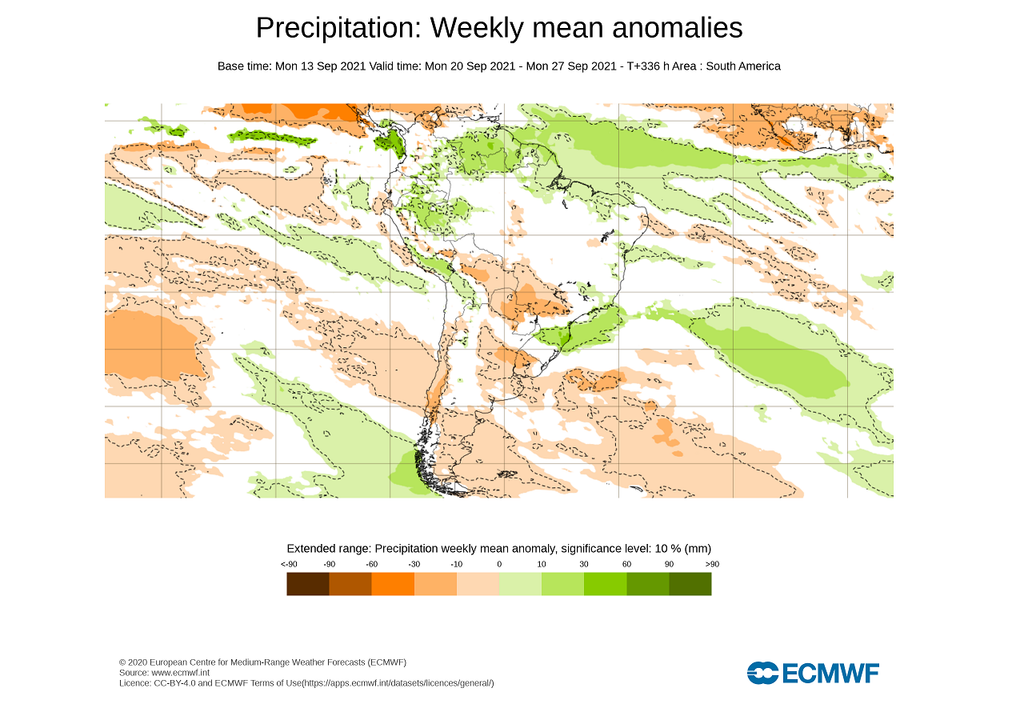 Precipitación: anomalías medias semanales 2021 Precipitación: anomalías medias semanales 2021