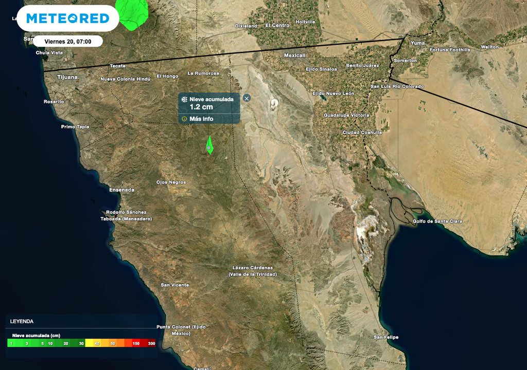 Se espera la caída de nieve o aguanieve en el valle central de Baja California.