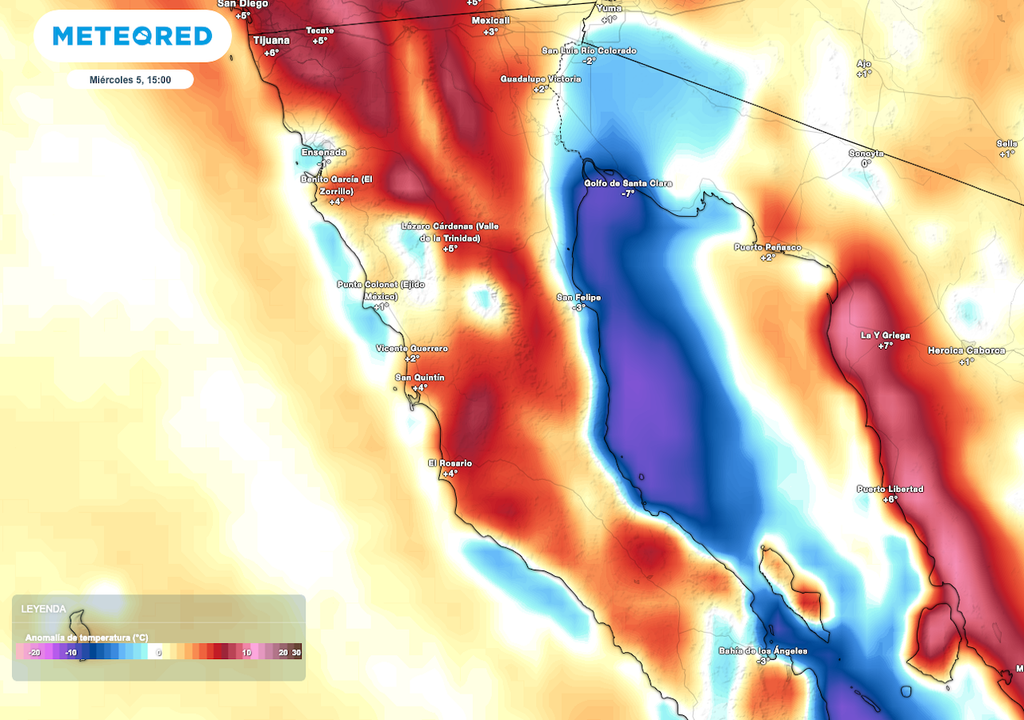 Pronóstico de temperatura Baja California
