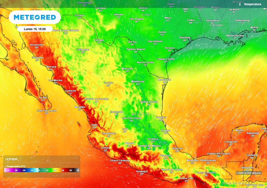 Pronóstico de temperaturas en grados Celsius