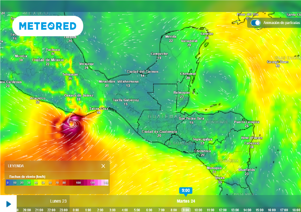 Pronóstico de ráfagas de viento en km/h Pronóstico de ráfagas de viento en km/h