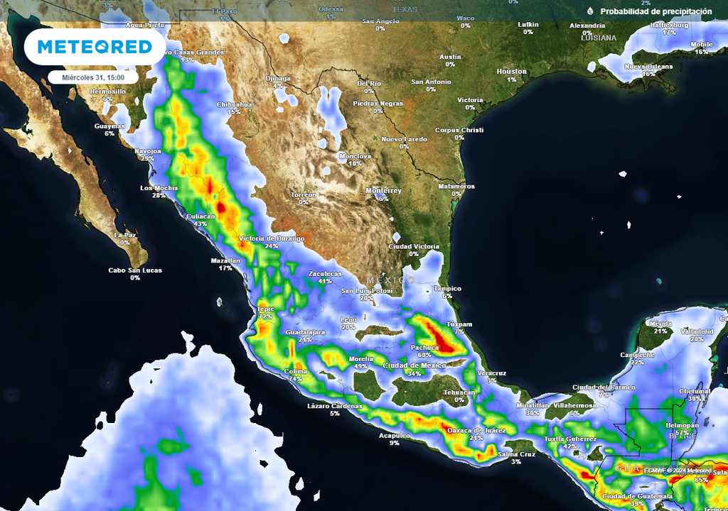 Alta probabilidad de lluvias en México