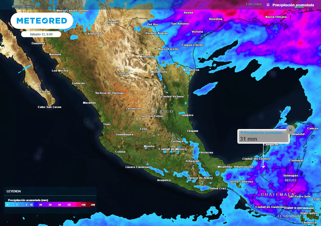 Acumulado de lluvias en milímetros
