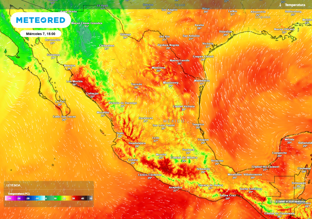 Pronóstico de temperaturas en grados Celsius